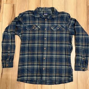 Men's Long-Sleeved Organic Cotton Midweight Fjord Flannel Shirt Size Medium